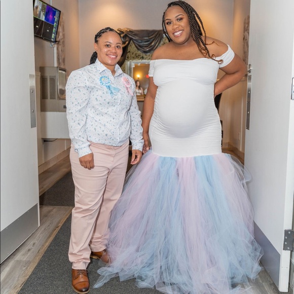gender reveal dress Mint Blue Gender Reveal Dress with Tie-Back